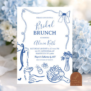 Handgezeichnete Illustration Braut-Brunch Einladung