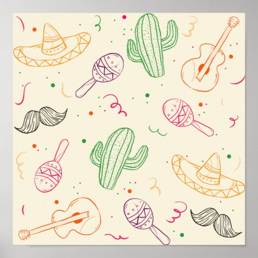 Handgezeichnete Illustration des Cinco de Mayo Day Poster (Vorne)