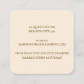 Handgezeichnete Illustration Honey Farm Beekeeper Quadratische Visitenkarte (Rückseite)