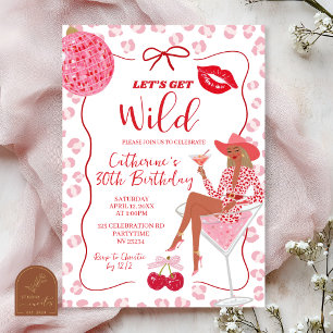 Handgezeichnete Illustration Rot Pink Lass uns wil Einladung