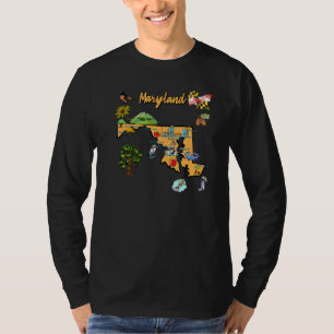 Handgezeichnete Illustration von Maryland Map Tour T-Shirt