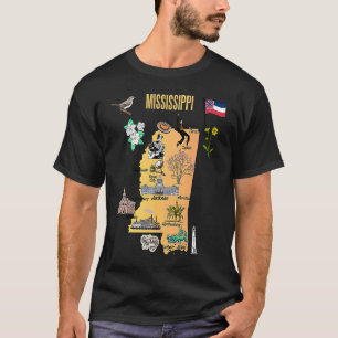 Handgezeichnete Illustration von Mississippi Karte T-Shirt