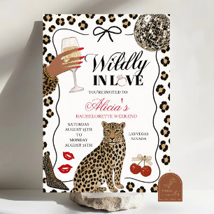 Handgezeichnete Illustration Wild Verliebter Leopa Einladung