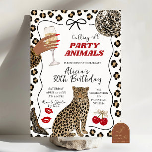 Handgezeichnete Illustration Wilde Party-Tier-Gebu Einladung