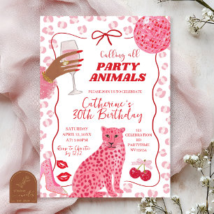 Handgezeichnete Illustration Wilde Party-Tiere Erw Einladung