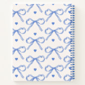 Handgezeichnete Illustrationen Blauer Coquette Bow Notizblock (Rückseite)