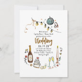 Handgezeichnete Illustrationen Doodles Funky Weddi Einladung (Vorderseite)