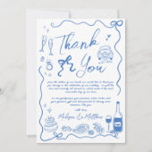 Handgezeichnete Illustrationen Doodles Hochzeit Dankeskarte (Vorderseite)