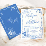 Handgezeichnete Illustrationen Doodles Hochzeit Einladung<br><div class="desc">Diese reizvolle Hochzeitseinladungskarte zeigt skurrile, handgezeichnet Illustrationen mit einem spielerischen und romantischen Ambiente. Die komplizierten Doodles, gekennzeichnet durch gewellte und knackige Linien, fügen Ihrer Hochzeitseinladung eine Touch von Einzigartigkeit und persönlichem Flair hinzu. Die blaue Farbpalette ergänzt das künstlerische Design und ist somit die perfekte Wahl für Paare, die ein wenig...</div>