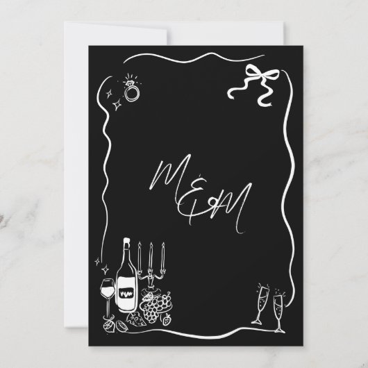 Handgezeichnete Illustrationen Doodles Hochzeit Einladung (Rückseite)