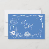 Handgezeichnete Illustrationen Doodles Hochzeiten RSVP Karte (Rückseite)