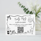 Handgezeichnete Illustrationen Doodles Hochzeiten RSVP Karte (Stehend Vorderseite)
