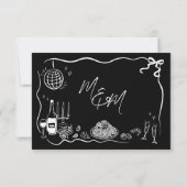 Handgezeichnete Illustrationen Doodles Hochzeiten RSVP Karte (Rückseite)