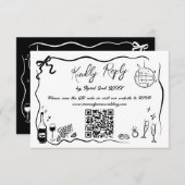 Handgezeichnete Illustrationen Doodles Hochzeiten RSVP Karte (Vorne/Hinten)