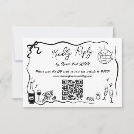 Handgezeichnete Illustrationen Doodles Hochzeiten RSVP Karte
