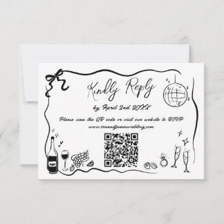 Handgezeichnete Illustrationen Doodles Hochzeiten RSVP Karte