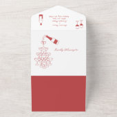 Handgezeichnete Illustrationen Doodles Maroon Hoch All In One Einladung (Außenbereich)