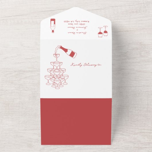 Handgezeichnete Illustrationen Doodles Maroon Hoch All In One Einladung (Außenbereich)