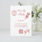 Handgezeichnete Illustrationen Doodles Maroon Hoch Begleitkarte (Stehend Vorderseite)