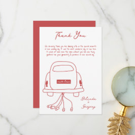 Handgezeichnete Illustrationen Doodles Maroon Hoch Dankeskarte