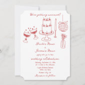 Handgezeichnete Illustrationen Doodles Maroon Hoch Einladung (Vorderseite)