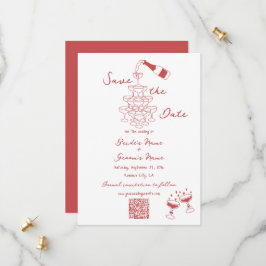 Handgezeichnete Illustrationen Doodles Maroon Hoch Save The Date