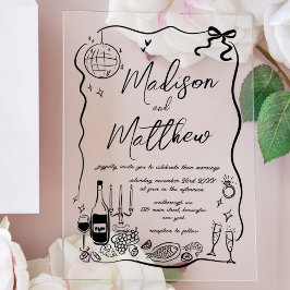 Handgezeichnete Illustrationen Doodles Wedding Par Acryleinladungen