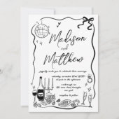 Handgezeichnete Illustrationen Doodles Wedding Par Einladung (Vorderseite)
