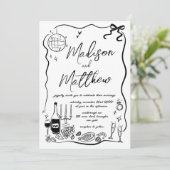 Handgezeichnete Illustrationen Doodles Wedding Par Einladung (Stehend Vorderseite)