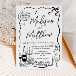 Handgezeichnete Illustrationen Doodles Wedding Par Einladung