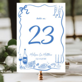 Handgezeichnete Illustrationen Doodles Wedding Par Tischnummer