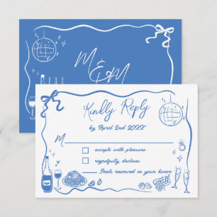 Handgezeichnete Illustrationen Kritzel-Doodles Hoc RSVP Karte