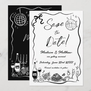 Handgezeichnete Illustrationen Kritzel-Doodles Hoc Save The Date