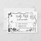 Handgezeichnete Illustrationen Scribble Doodles Ho RSVP Karte (Vorderseite)