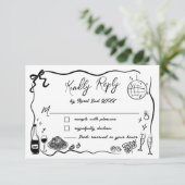 Handgezeichnete Illustrationen Scribble Doodles Ho RSVP Karte (Stehend Vorderseite)