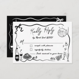Handgezeichnete Illustrationen Scribble Doodles Ho RSVP Karte