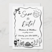 Handgezeichnete Illustrationen Scribble Doodles Ho Save The Date (Vorderseite)