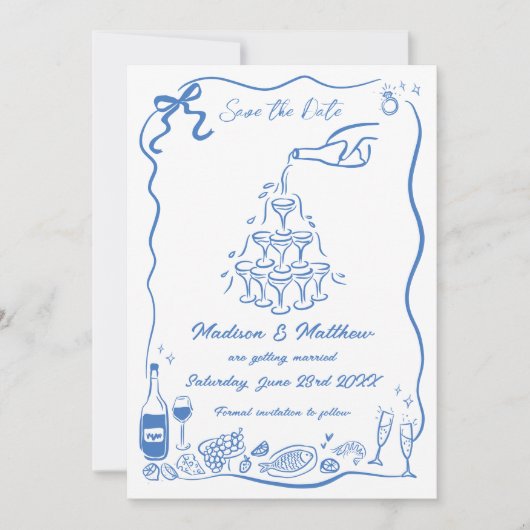 Handgezeichnete Illustrationen Scribble Doodles Ho Save The Date (Vorderseite)