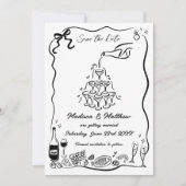 Handgezeichnete Illustrationen Scribble Doodles Ho Save The Date (Vorderseite)