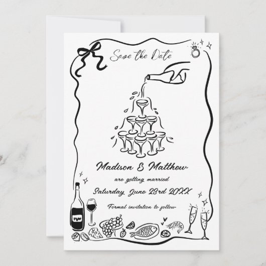 Handgezeichnete Illustrationen Scribble Doodles Ho Save The Date (Vorderseite)