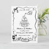 Handgezeichnete Illustrationen Scribble Doodles Ho Save The Date (Stehend Vorderseite)