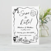 Handgezeichnete Illustrationen Scribble Doodles Ho Save The Date (Stehend Vorderseite)