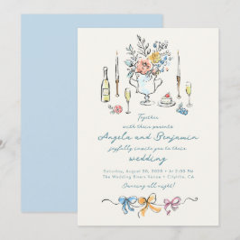 Handgezeichnete Illustrationen Whimsical Französis Einladung