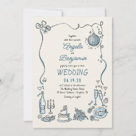 Handgezeichnete Illustrationen Whimsical Retro Hoc Einladung