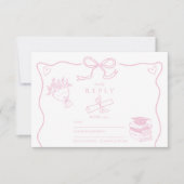 Handgezeichnete Illustriert-rosa-Abitur RSVP Karte (Vorderseite)