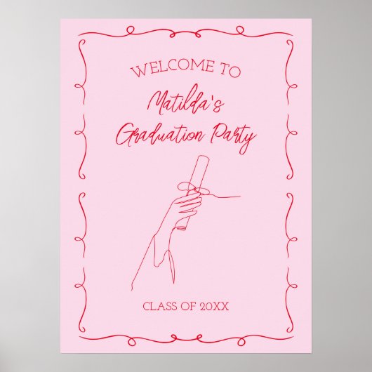 Handgezeichnete Illustrierte rosa und rote Absolve Poster (Vorne)