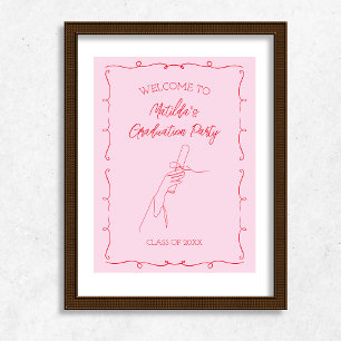 Handgezeichnete Illustrierte rosa und rote Absolve Poster