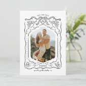 Handgezeichnete illustrierte Tinte Cherub Herzen B Save The Date (Stehend Vorderseite)