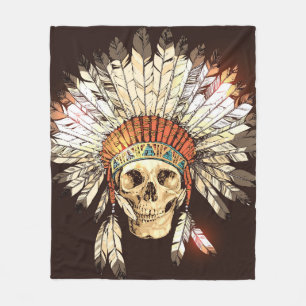 Handgezeichnete indianische Kopfbedeckung mit H Fleecedecke