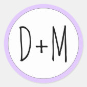 Handgezeichnete Initialen Typografie Lavendel Hoch Runder Aufkleber (Vorderseite)